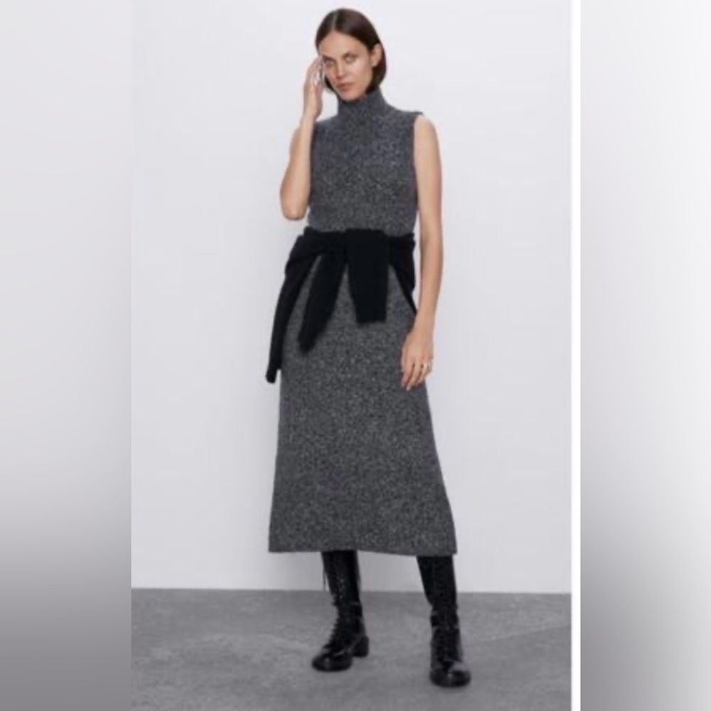 ZARA Charcoal Sleeveless wool blend Maxi Dress. Very soft.